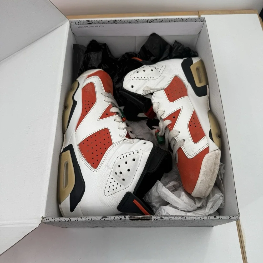 Nike Air Jordan 6 Retro Like Mike Gatorade Shoes‎ Size 8 White Orange 384664-145